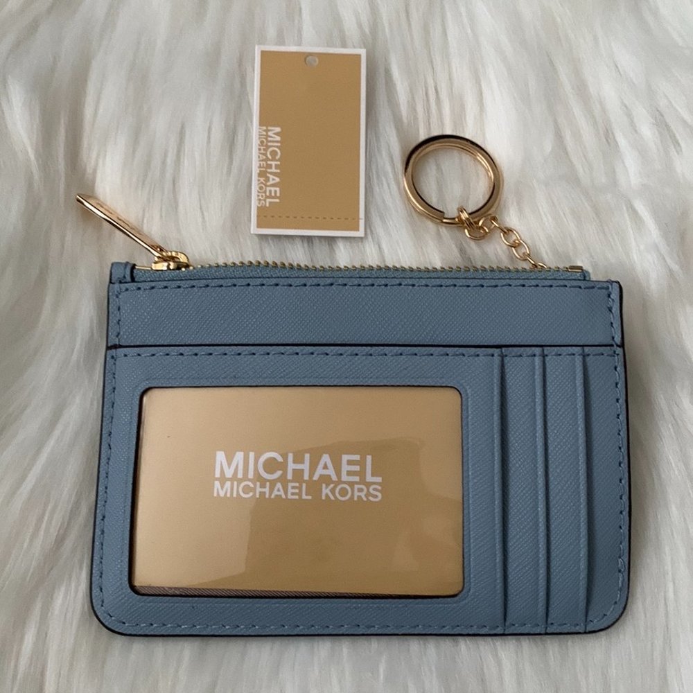 MICHAEL KORS Saffiano Leather Coin, Card, Key Wallet in Pale Blue - Picture 2 of 2